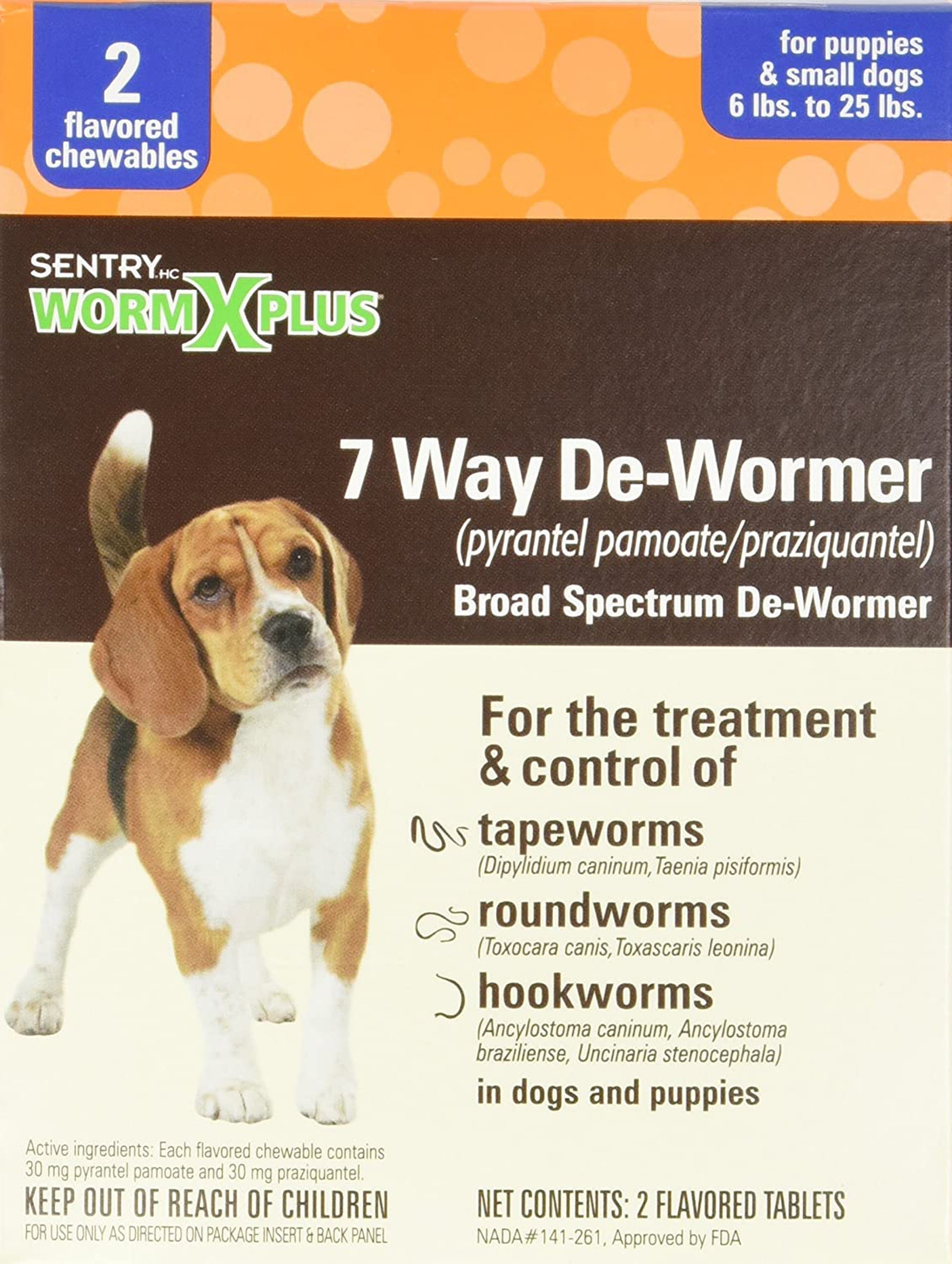 SENTRY Worm X Plus 7 Way DeWormer for Small Dogs 1ea/2 ct