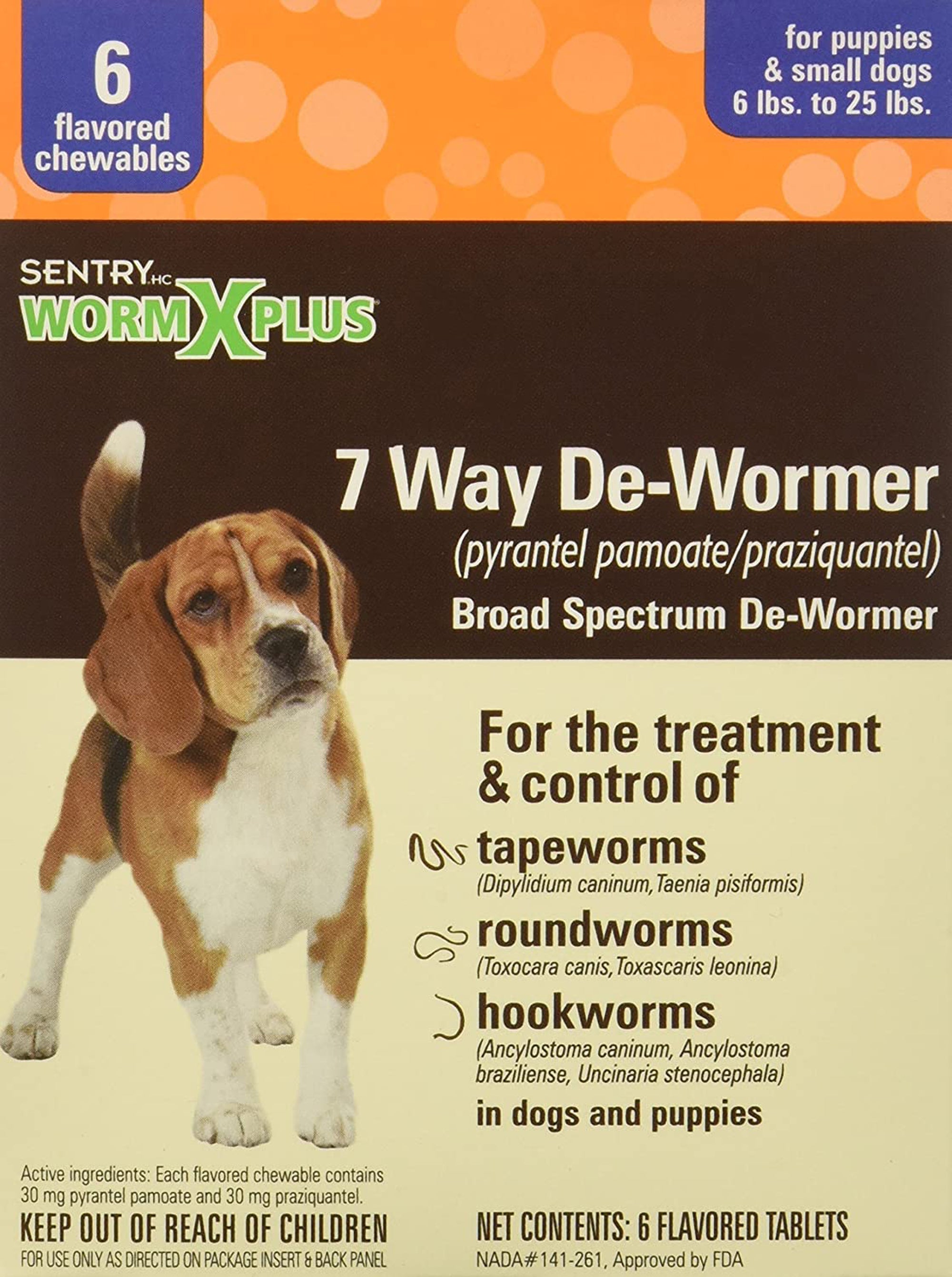 SENTRY Worm X Plus 7 Way DeWormer for Small Dogs 1ea/6 ct