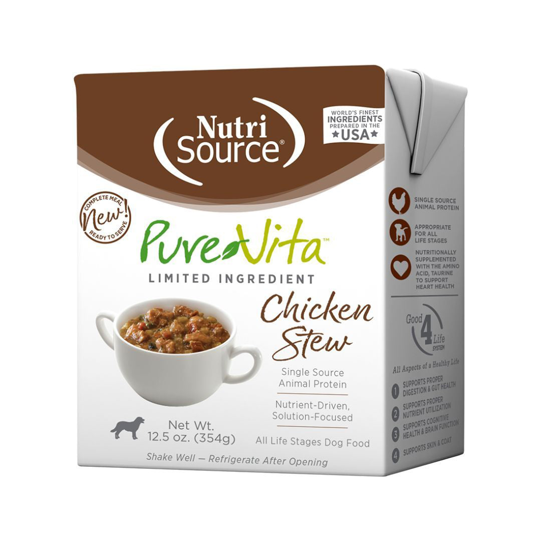NutriSource PureVita LID Wet Dog Food Chicken Stew 12.5oz