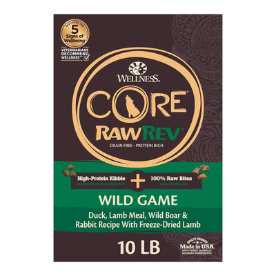 Wellness Dog Core Rawrev Wildgame 10Lb Duck Lamb Boar Rabbit