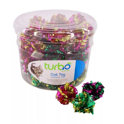 Coastal Turbo Bulk Cat Toy Bins, Krinkle Balls, 51 Pieces