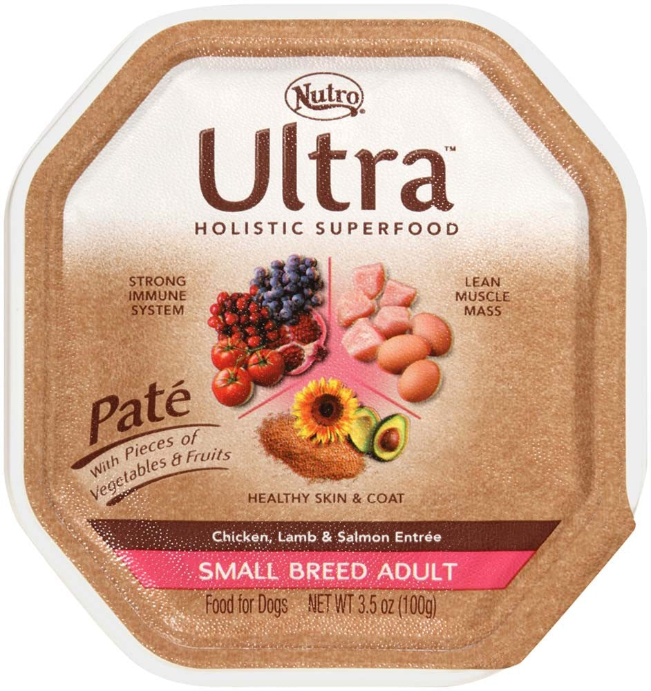 Nutro Products Ultra Grain Free Paté Adult Wet Dog Food Trio of Proteins from Chicken, Lamb & Whitefish Paté w/Superfoods 3.5oz 24pk