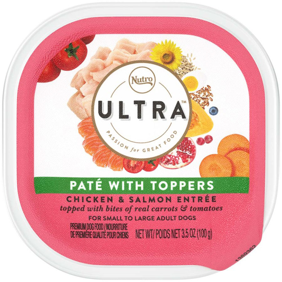 Nutro Products Ultra Grain Free Paté w/Toppers Adult Wet Dog Food Chicken w/Tomatoes & Carrots 3.5oz 24pk