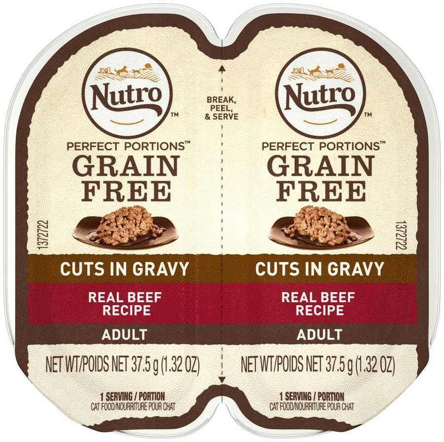 Nutro Products Perfect Portions Grain Free Cuts in Gravy Adult Wet Cat Food Beef 24ea/2.6 oz, 24 pk