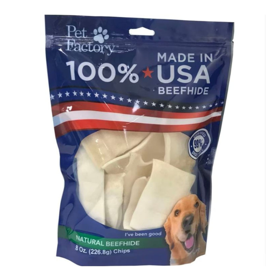 Pet Factory 100% Made in USA Beefhide Chips Natural 8oz.