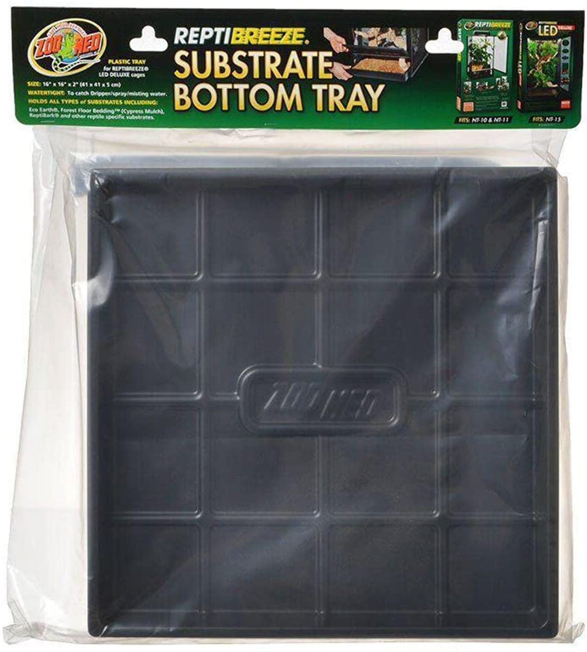 Zoo Med ReptiBreeze Substrate Bottom Tray Black, 1ea/16 In X 16 in
