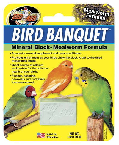 Zoo Med Bird Banquet Mealworm Formula Mineral Block Green 1ea/1 oz, SM