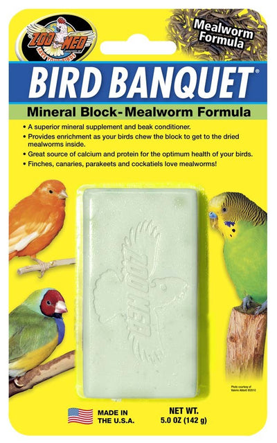 Zoo Med Bird Banquet Mealworm Formula Mineral Block Green 1ea/5 oz, LG