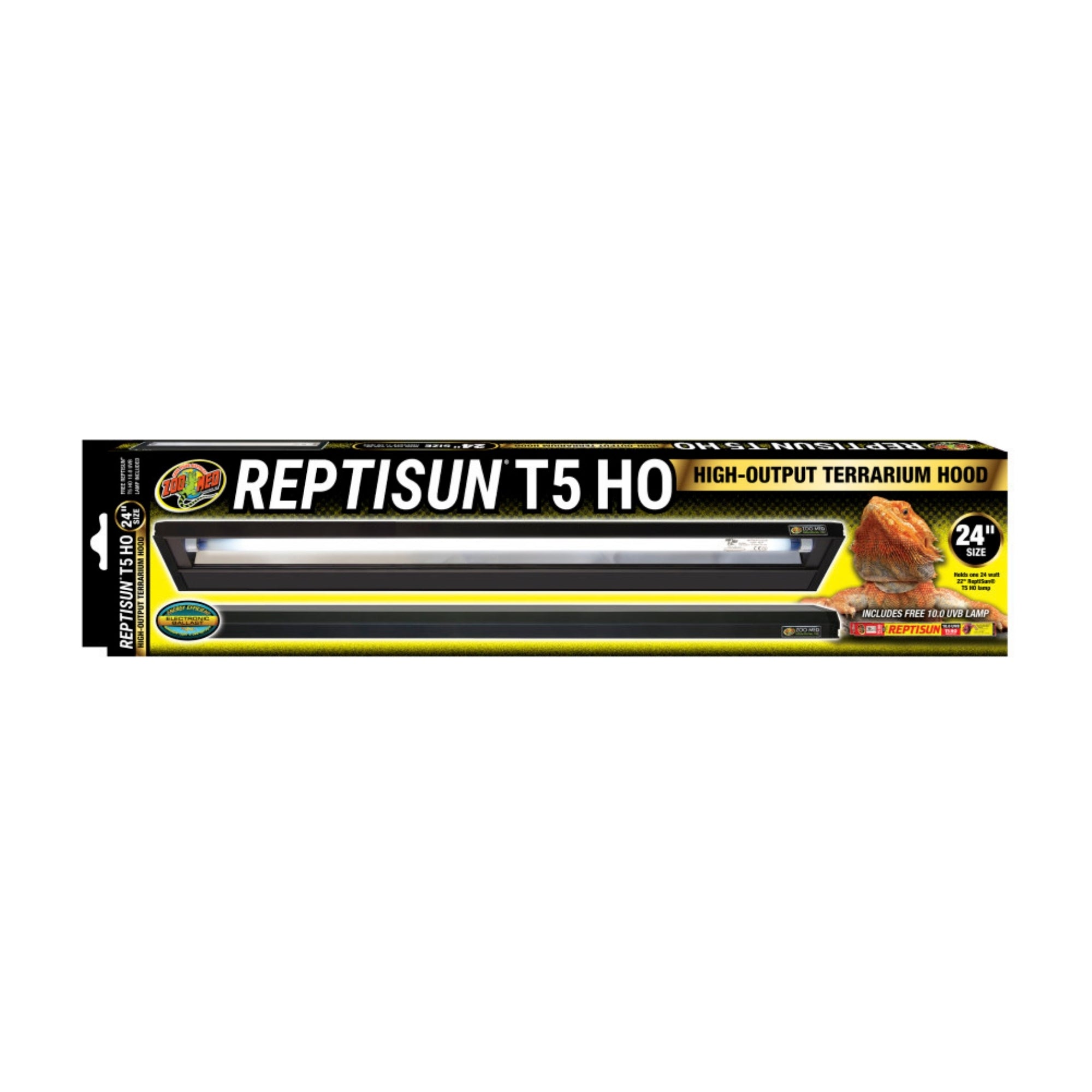 Zoo Med ReptiSun T5 HO Terrarium Hood w/ 10.0 Bulb 1ea/24 in