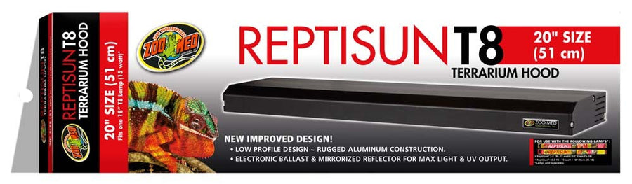 Zoo Med ReptiSun T8 Terrarium Hood Hood Only, Black, 1ea/20 in
