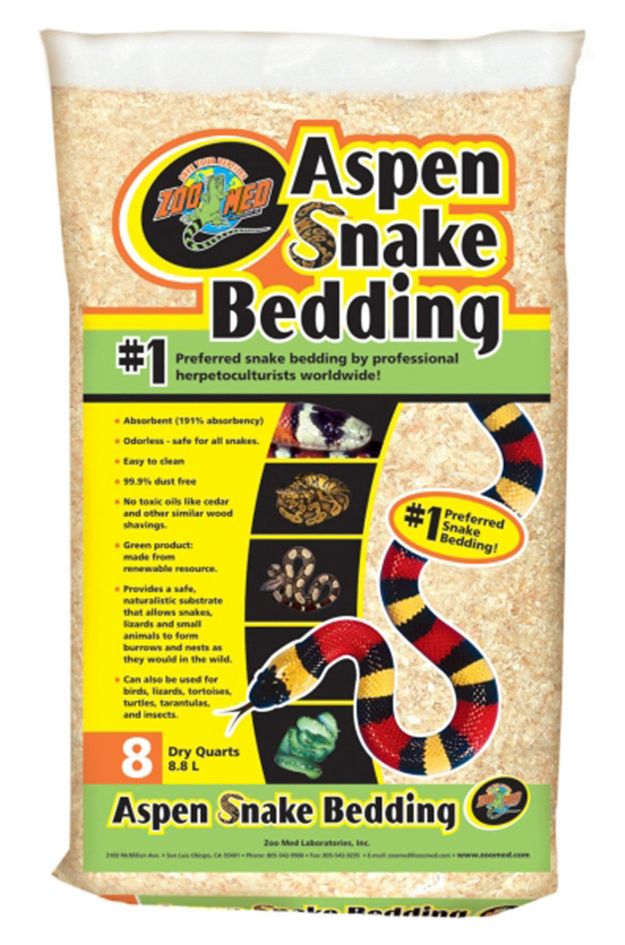 Zoo Med Aspen Snake Bedding Tan, 1ea/8 qt