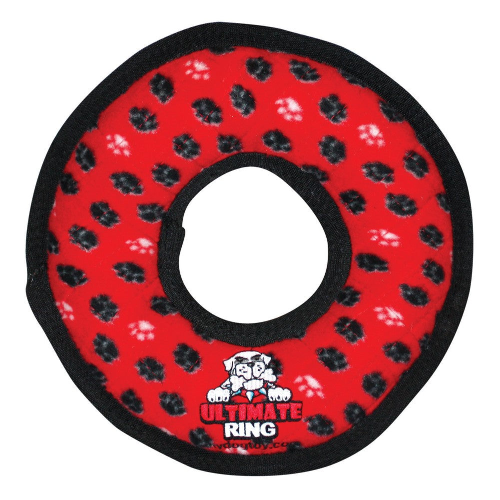 Tuffy Ultimate Ring Durable Dog Toy Red Paw, 1ea/11 in