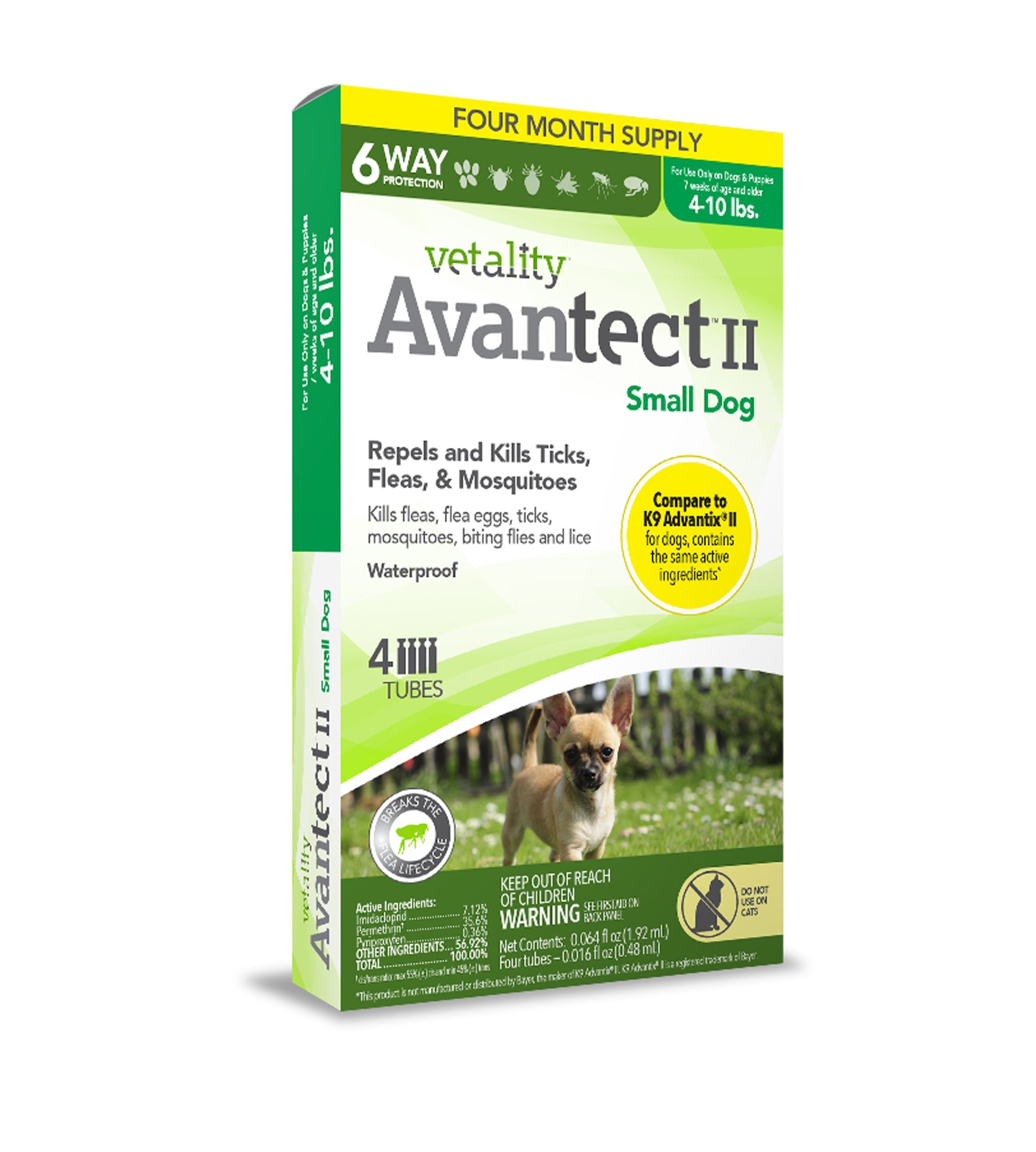 Vetality Avantect II Flea  Tick For Dogs 1ea/0.064 fl oz, 4 ct