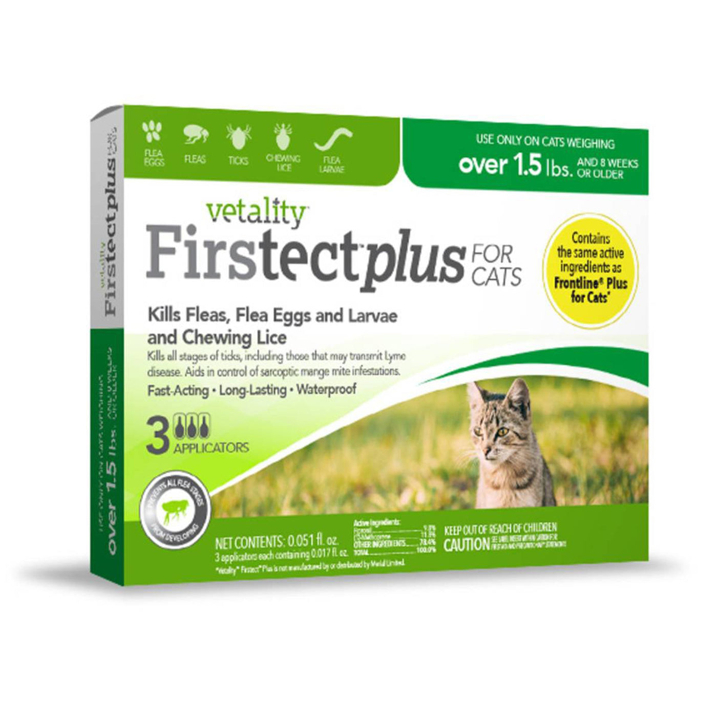 Vetality Firstect Plus Flea  Tick Treatment for Cats 1ea/3 ct