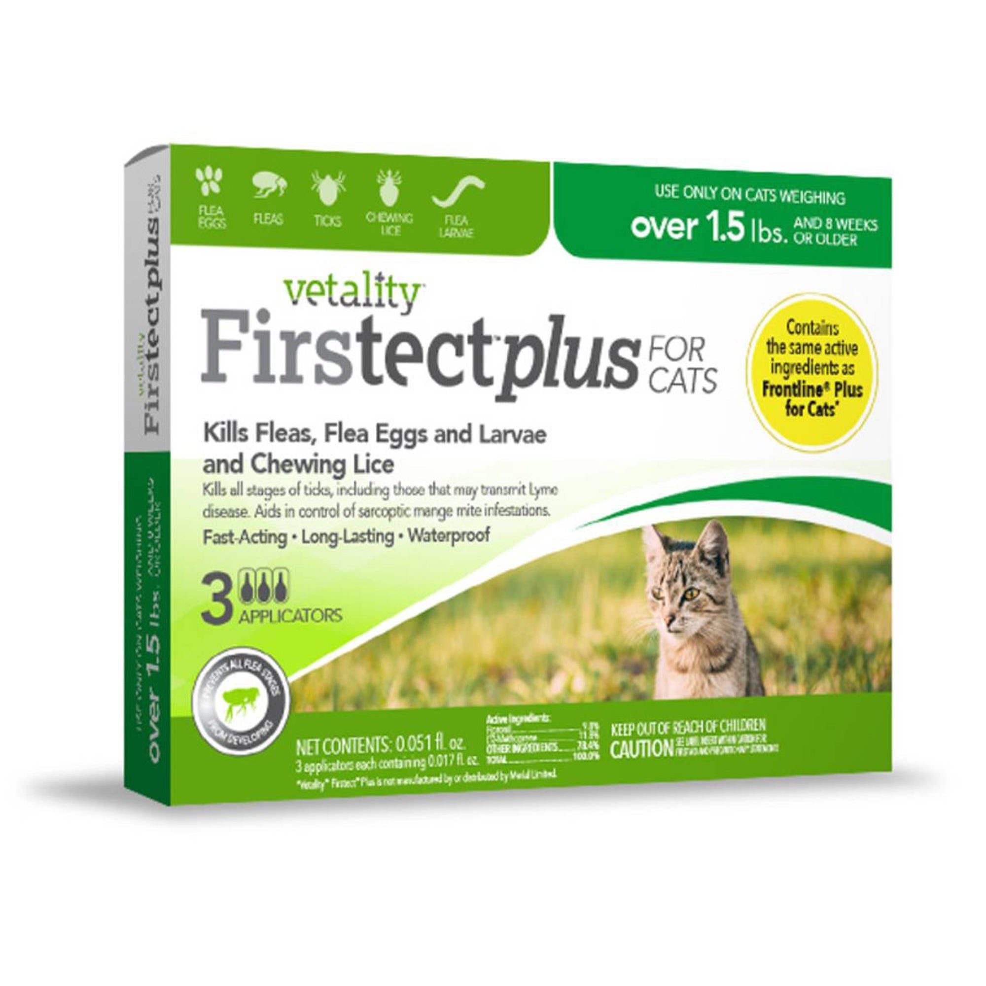 Vetality Firstect Plus Flea  Tick Treatment for Cats 1ea/3 ct