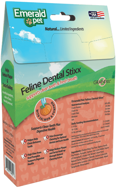 Emerald Pet Feline Dental Stixx Cat Treats Salmon 3.6oz