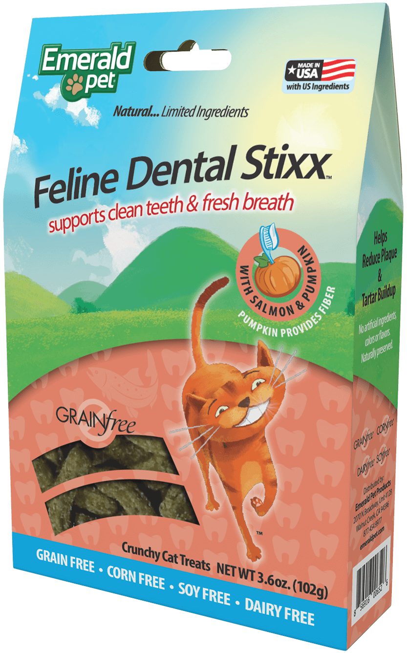 Emerald Pet Feline Dental Stixx Cat Treats Salmon 3.6oz