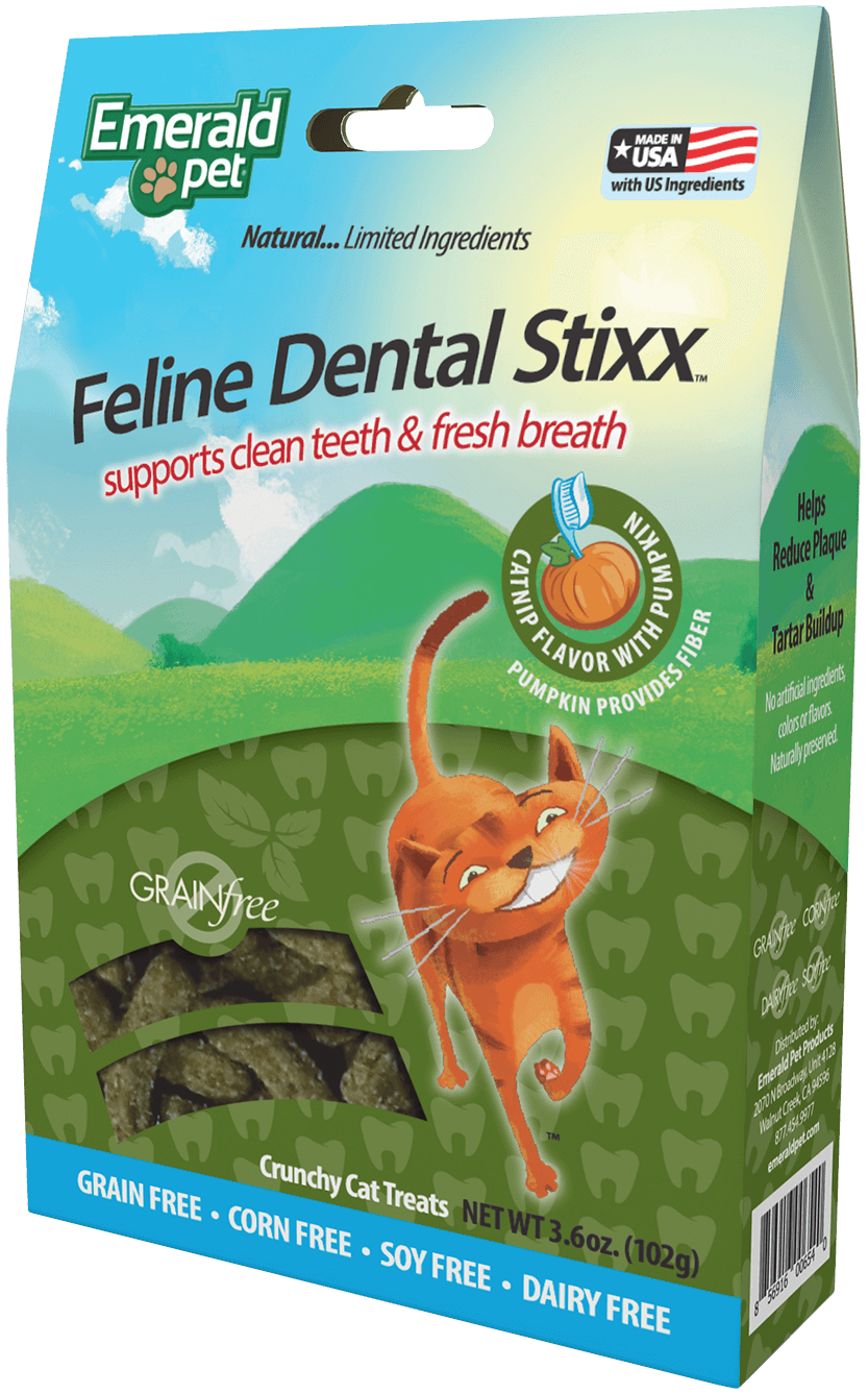 Emerald Pet Feline Dental Stixx Cat Treats Catnip 3.6oz