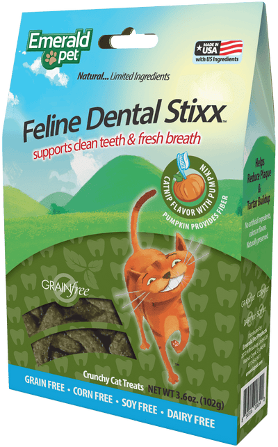 Emerald Pet Feline Dental Stixx Cat Treats Catnip 3.6oz