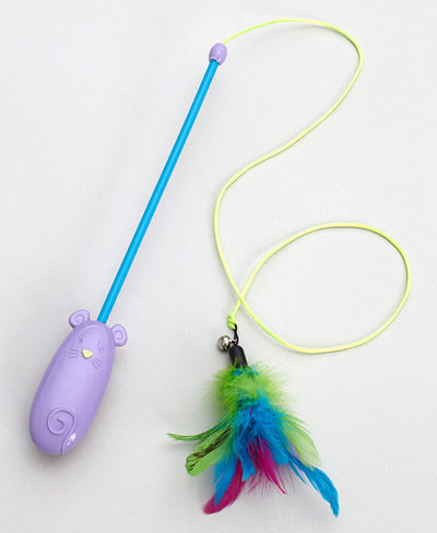 Spot Laser and Feather Teaser Wand Cat Toy Assorted 12 in