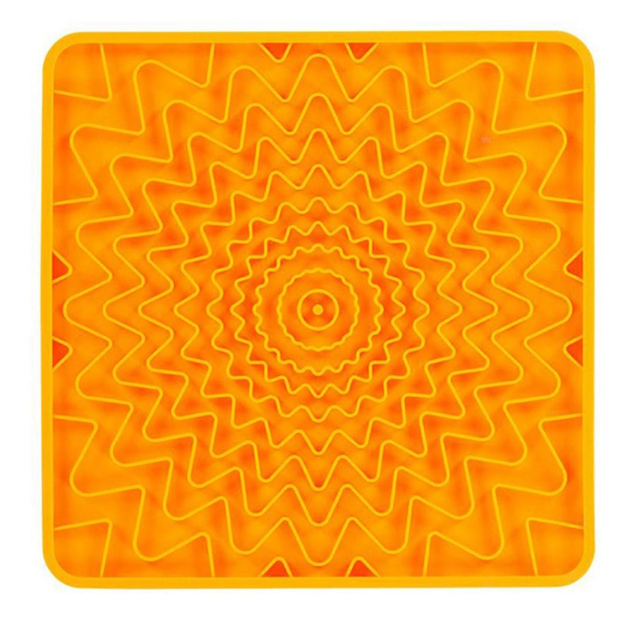 Messy Mutts Dog Framed Silicone Interactive Licking Mat 10In X 10In Orange