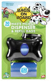 Bags on Board Bone Waste Pick-up Bag Dispenser with Dookie Dock Black 1ea/2 Rolls Of 15 Pet Waste Bags, 9 In X 14 in