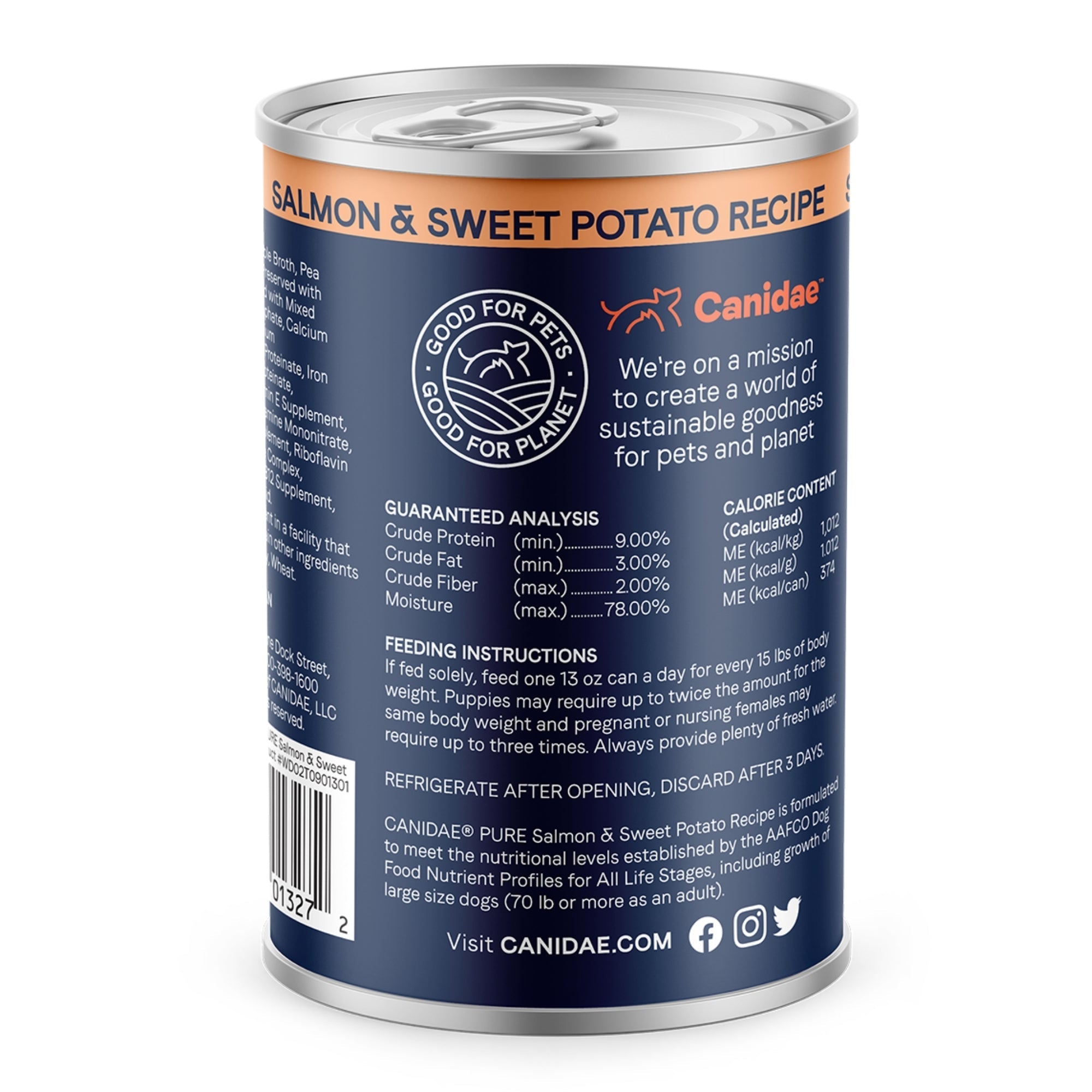 CANIDAE PURE Goodness Grain-Free LID Canned Dog Food Salmon and Sweet Potato 13oz