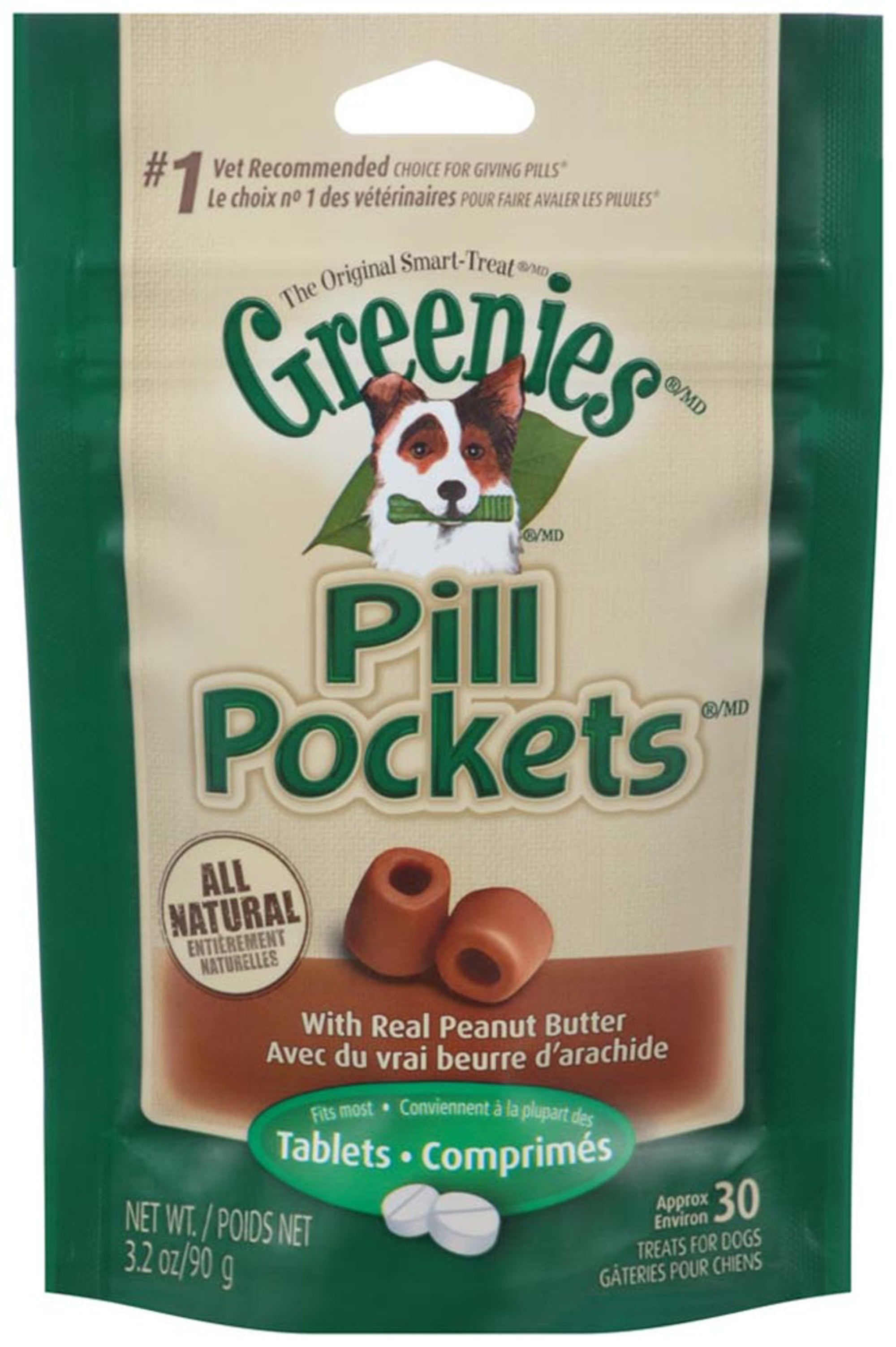 Greenies Pill Pockets for Tablets Peanut Butter, 1ea/30 ct, 3.2 oz