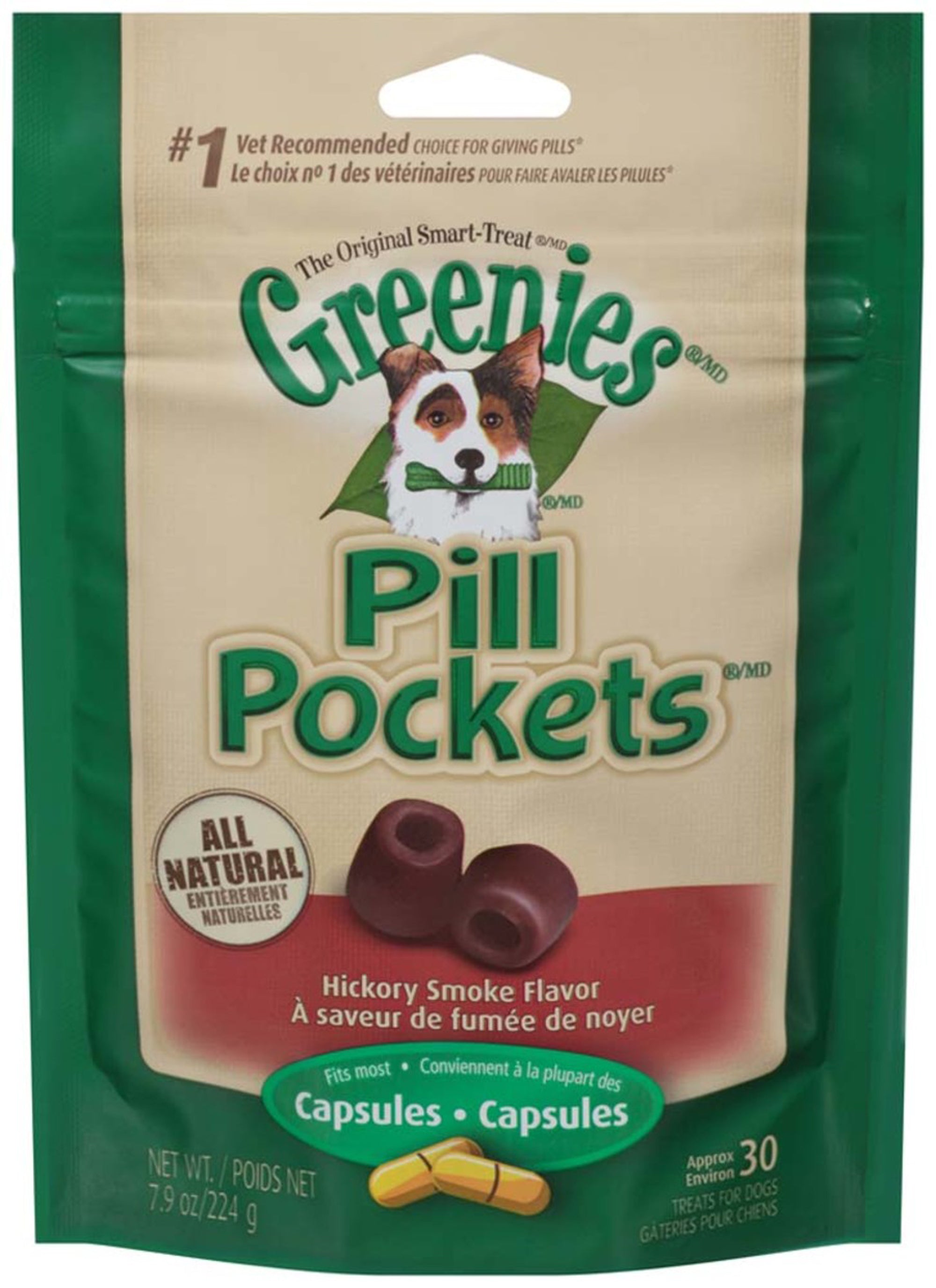 Greenies Pill Pockets for Capsules Hickory Smoke, 1ea/30 ct, 7.9 oz