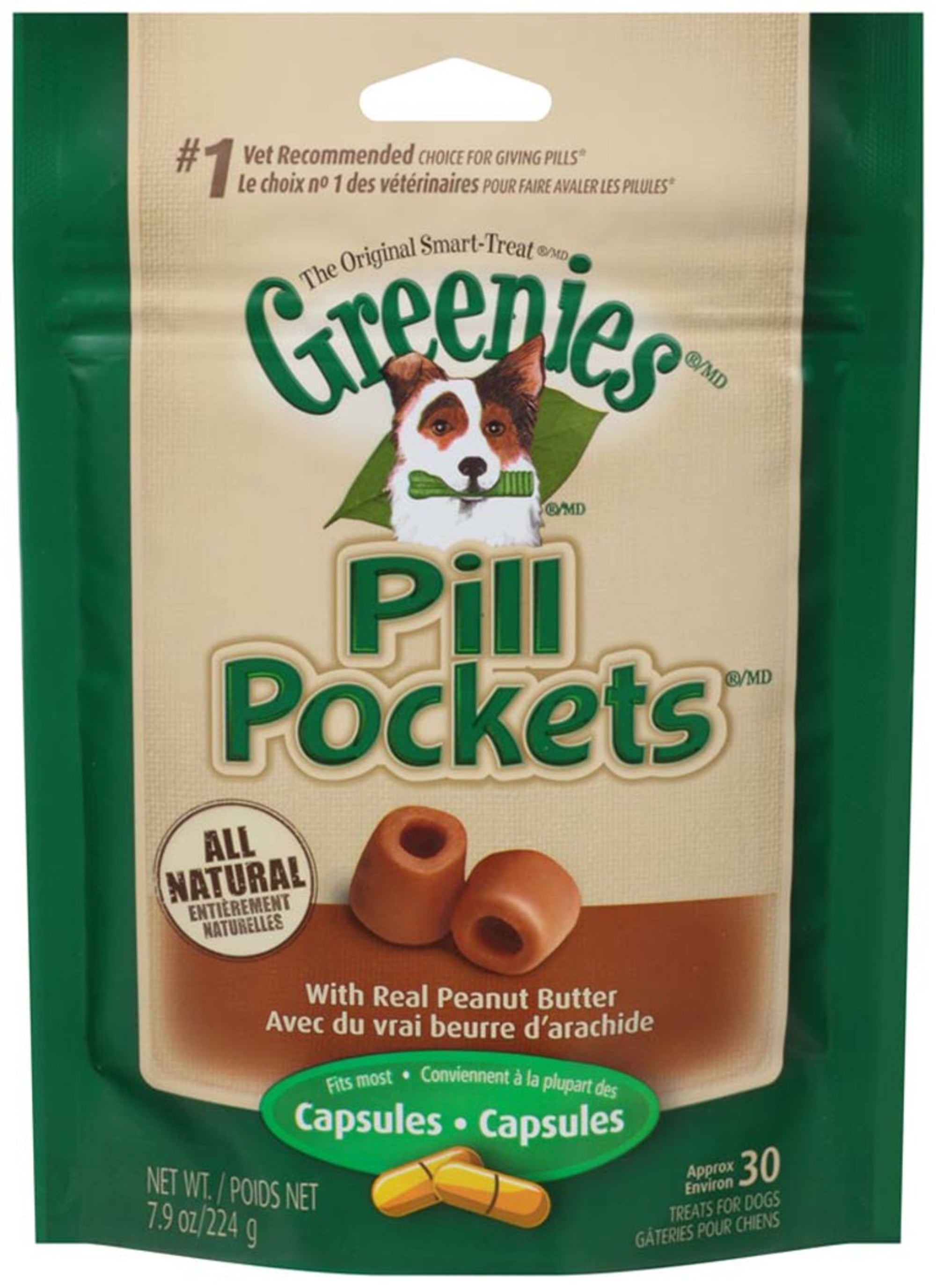 Greenies Pill Pockets for Capsules Peanut Butter, 1ea/30 ct, 7.9 oz