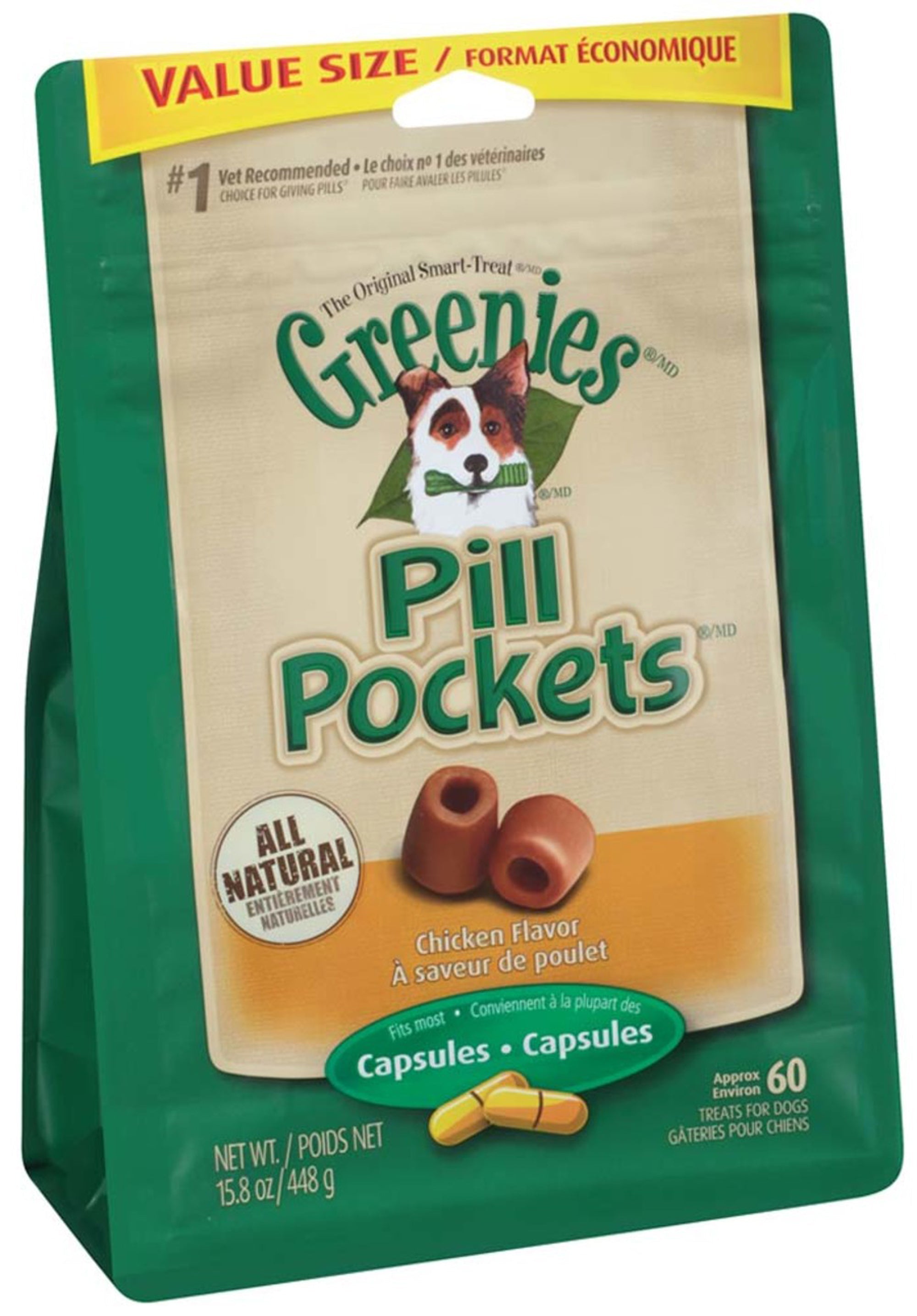 Greenies Pill Pockets for Capsules Chicken, 1ea/60 ct, 15.8 oz