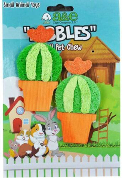 A &E Cages Nibbles Small Animal Loofah Chew Toy Barrel Cactus; 1ea