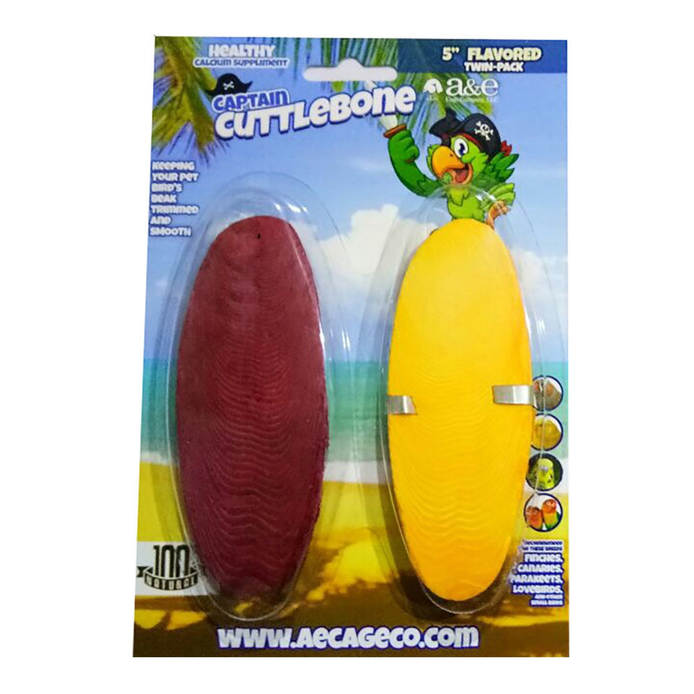 A & E Cages Captain Cuttlebone Flavored Bird Treat 1ea/2 pk, 5 in. (Pack of 3)