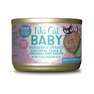 Tiki Pets Cat Shredded Kitten Chicken & Tuna 1.9oz. (Case of 3)