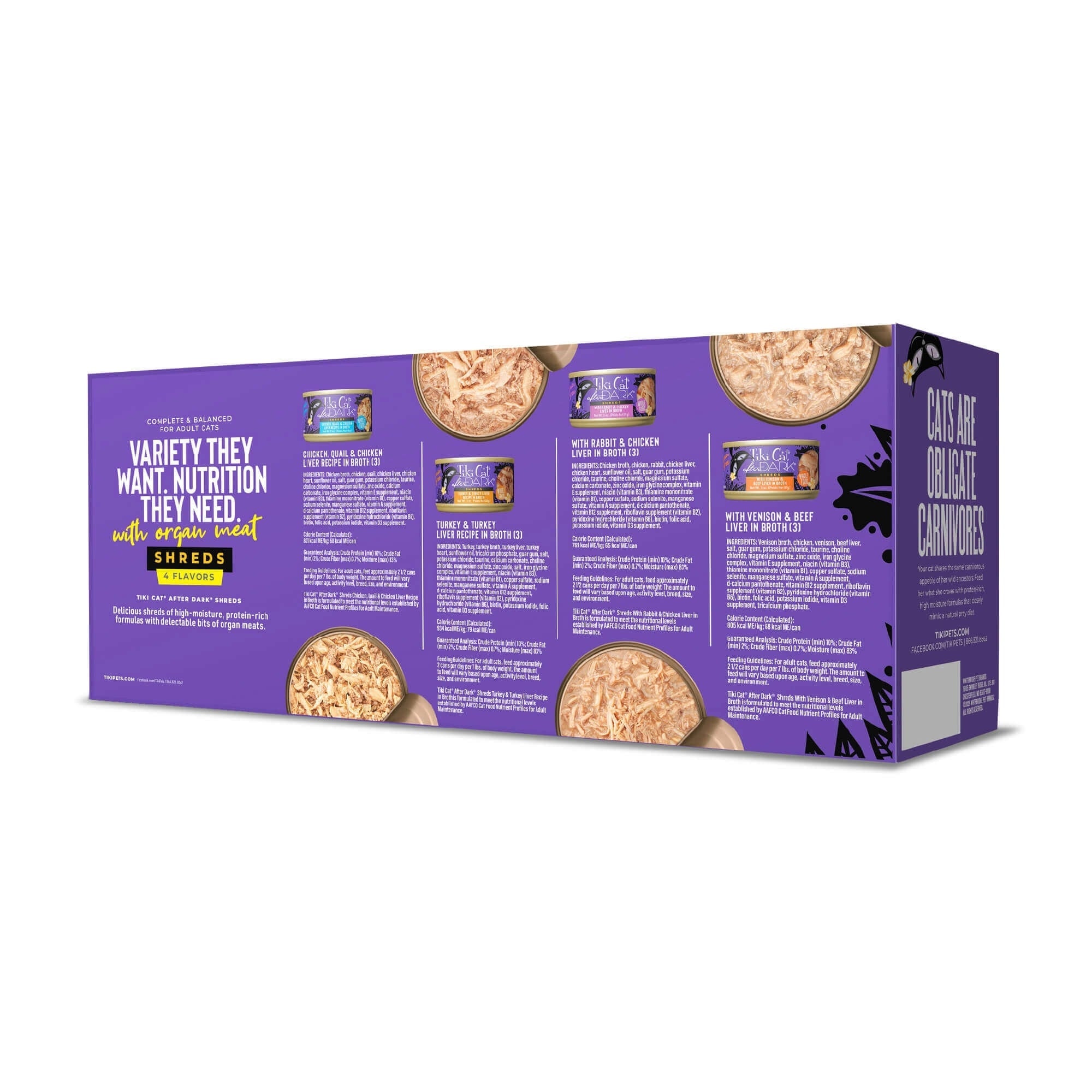 Tiki Pet Cat After Dark Shreds 3oz. Variety Pack (Case of 12)