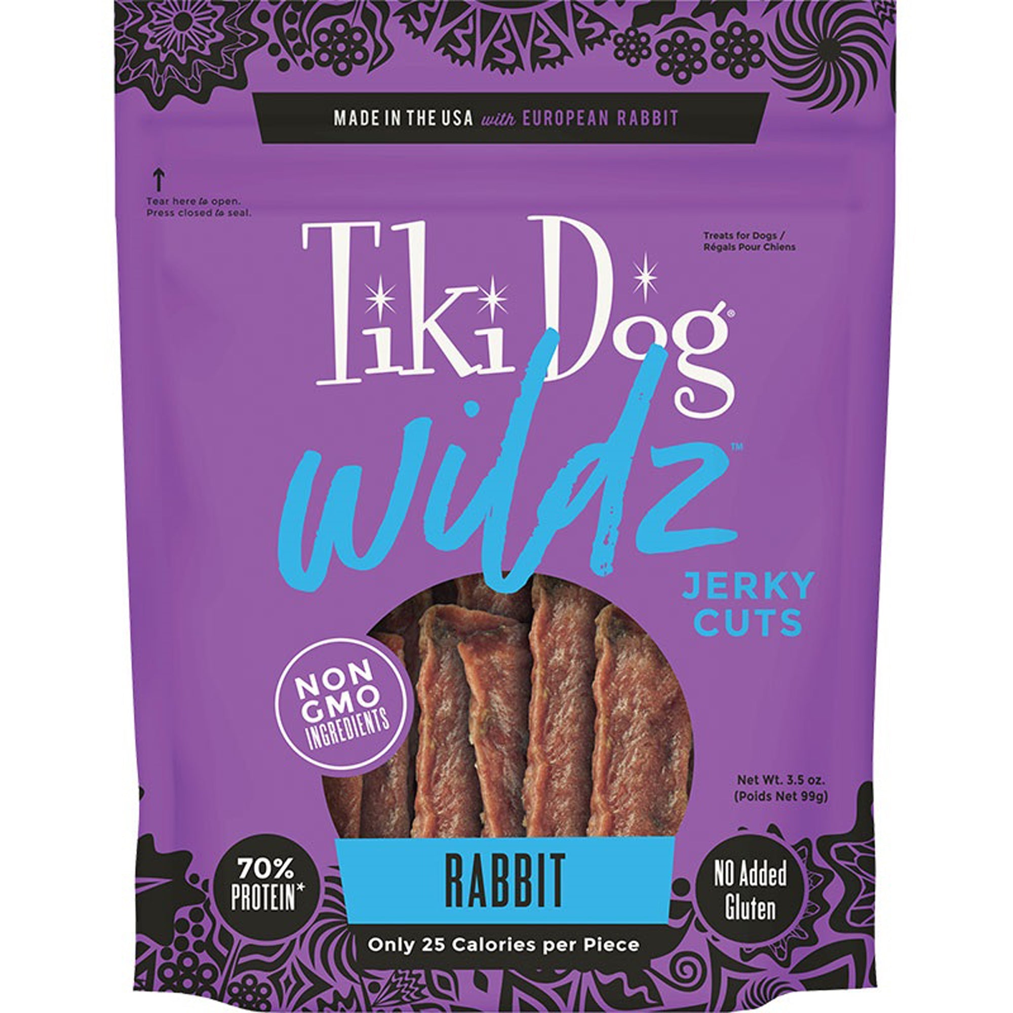 Tiki Pet Dog Wildz Jerky Grain Free Rabbit 3.5oz.