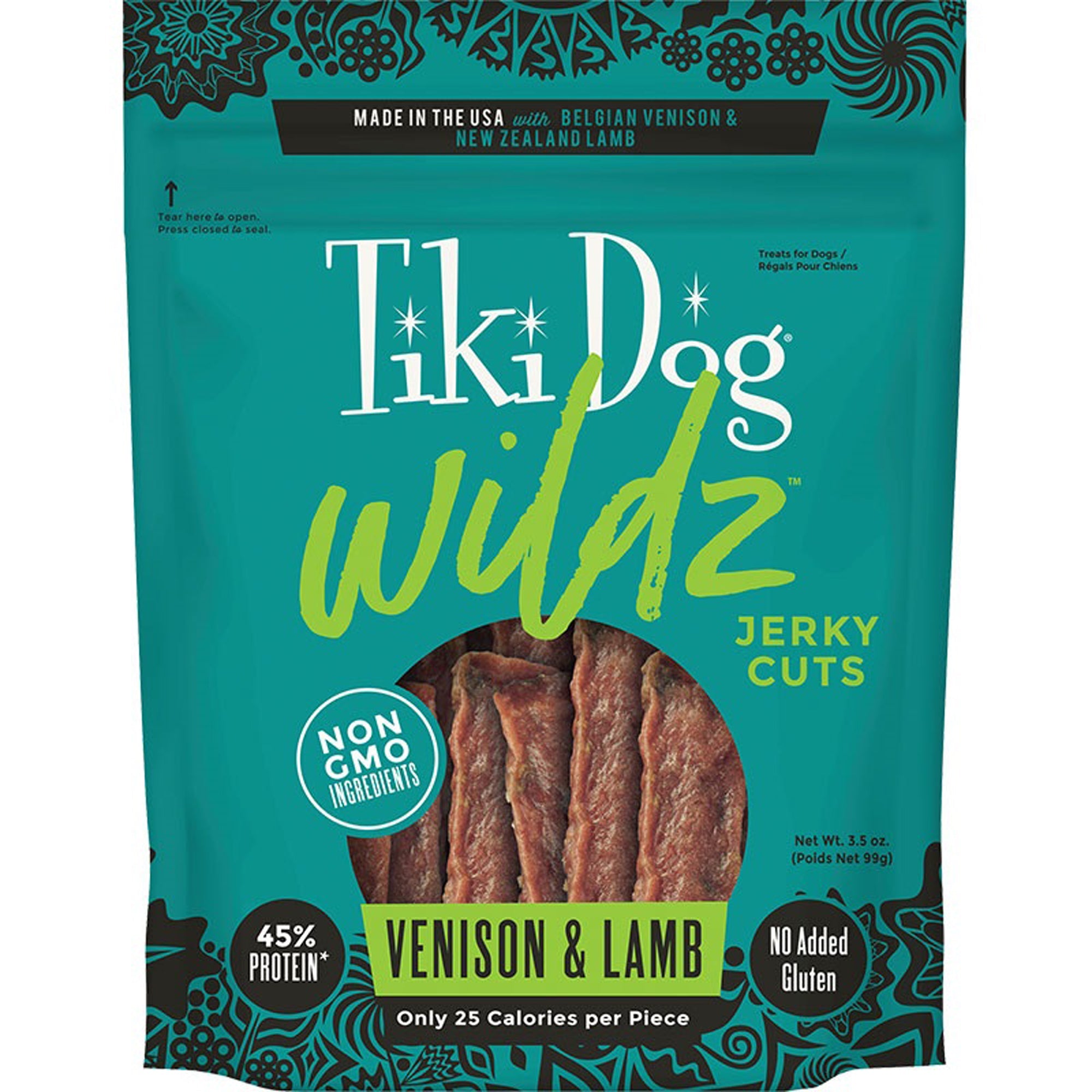 Tiki Pet Dog Wildz Jerky Grain Free Venison And Lamb 3.5oz.