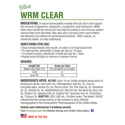 HomeoPet Feline WRM Clear 1ea/15 ml