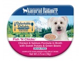 Natural Balance Pet Foods Original Ultra Delectable Delights Wet Dog Food Tub Fish 'N Chicks in Broth 2.75oz