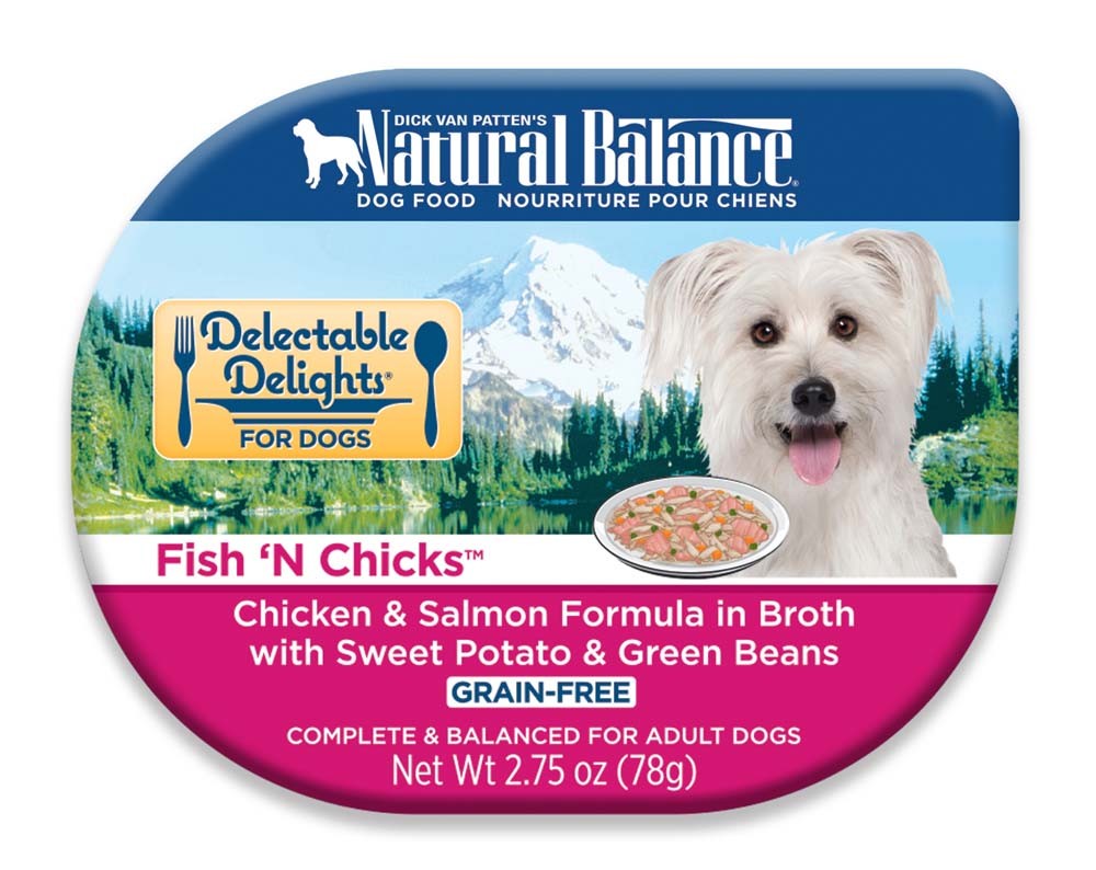 Natural Balance Pet Foods Original Ultra Delectable Delights Wet Dog Food Tub Fish 'N Chicks in Broth 2.75oz