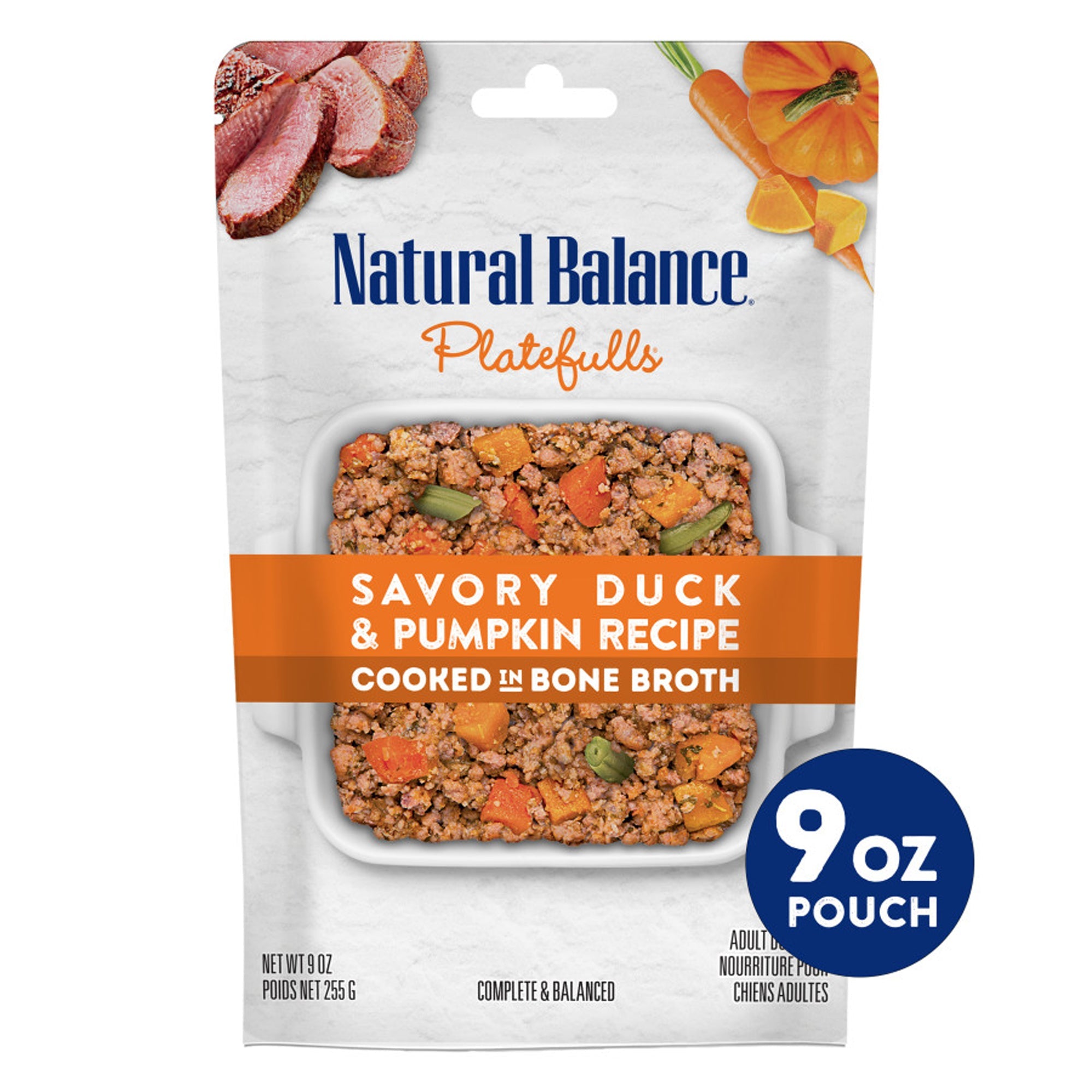 Natural Balance Pet Foods Original Ultra Platefulls Wet Dog Food Pouch Savory Duck & Pumpkin Recipe 9oz