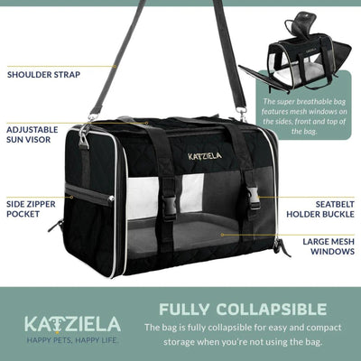 Katziela Quilted Companion Carrier Black Small