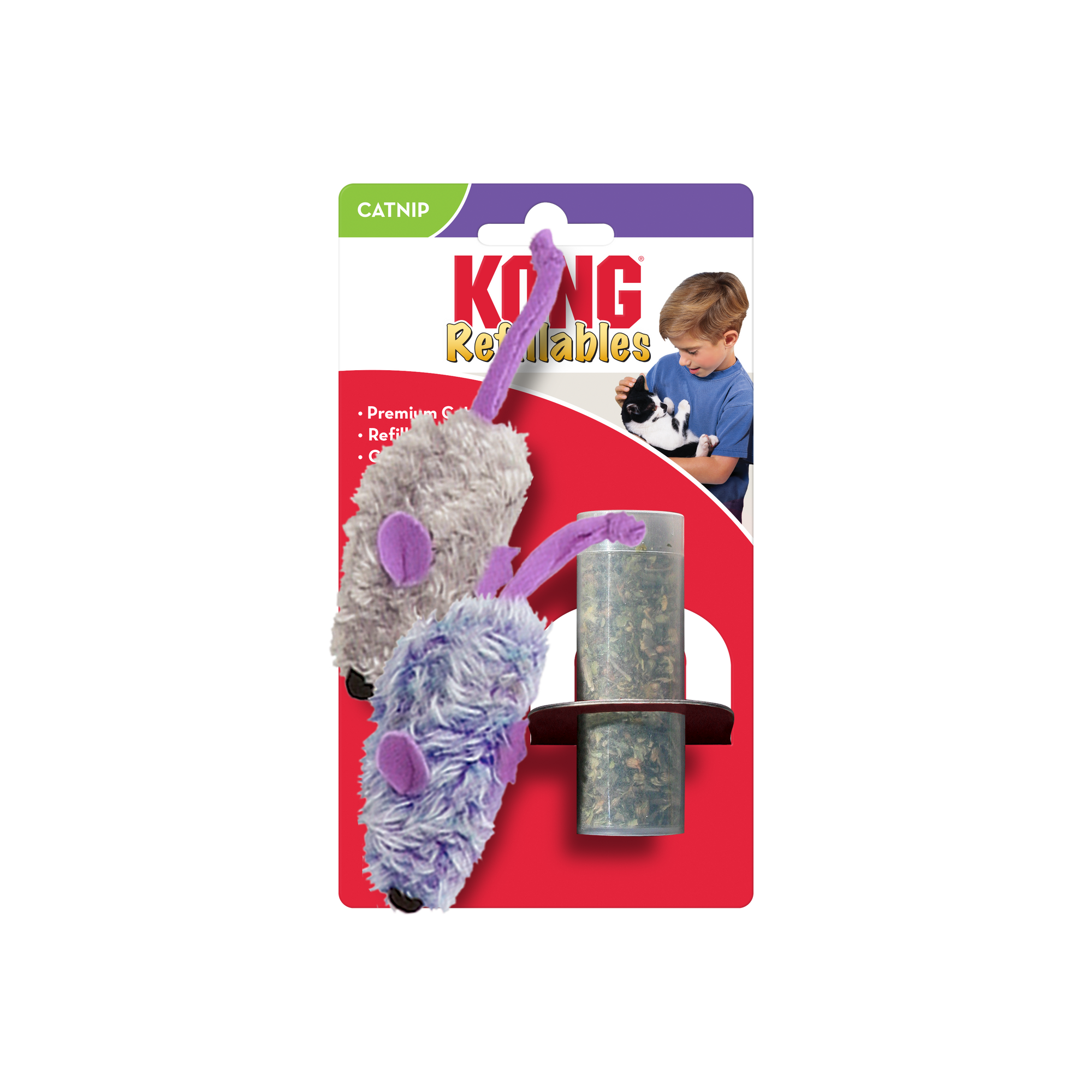 KONG Refillables Catnip Purple and Frosty Mice Cat Toy Purple, Frosty Grey 1ea/One Size, 2 pk