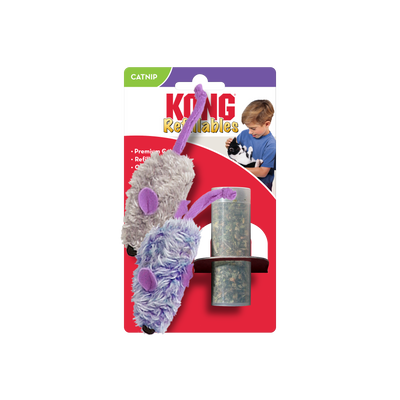 KONG Refillables Catnip Purple and Frosty Mice Cat Toy Purple, Frosty Grey 1ea/One Size, 2 pk