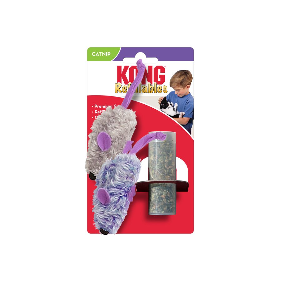 KONG Refillables Catnip Purple and Frosty Mice Cat Toy Purple, Frosty Grey 1ea/One Size, 2 pk