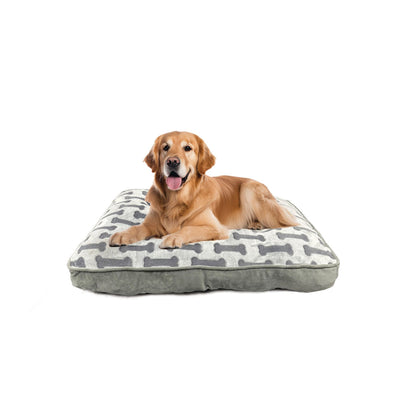 Ethical Pet Sleep Zone Luxe Bone Print Pillow 38? Light Gray