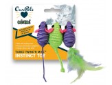 OurPets Three Twined Mice Catnip Toy Green, Purple 1ea/3 pk