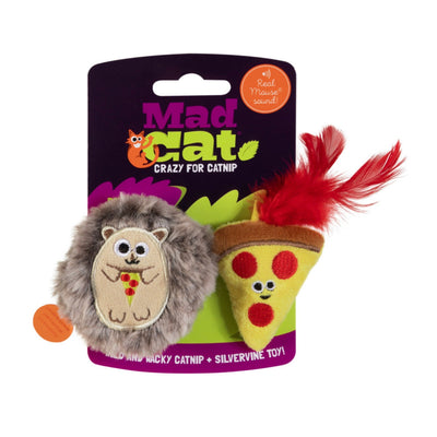 Mad Cat Pizza Hog w/Catnip Silvervine Cat Toy 1ea/2 pk