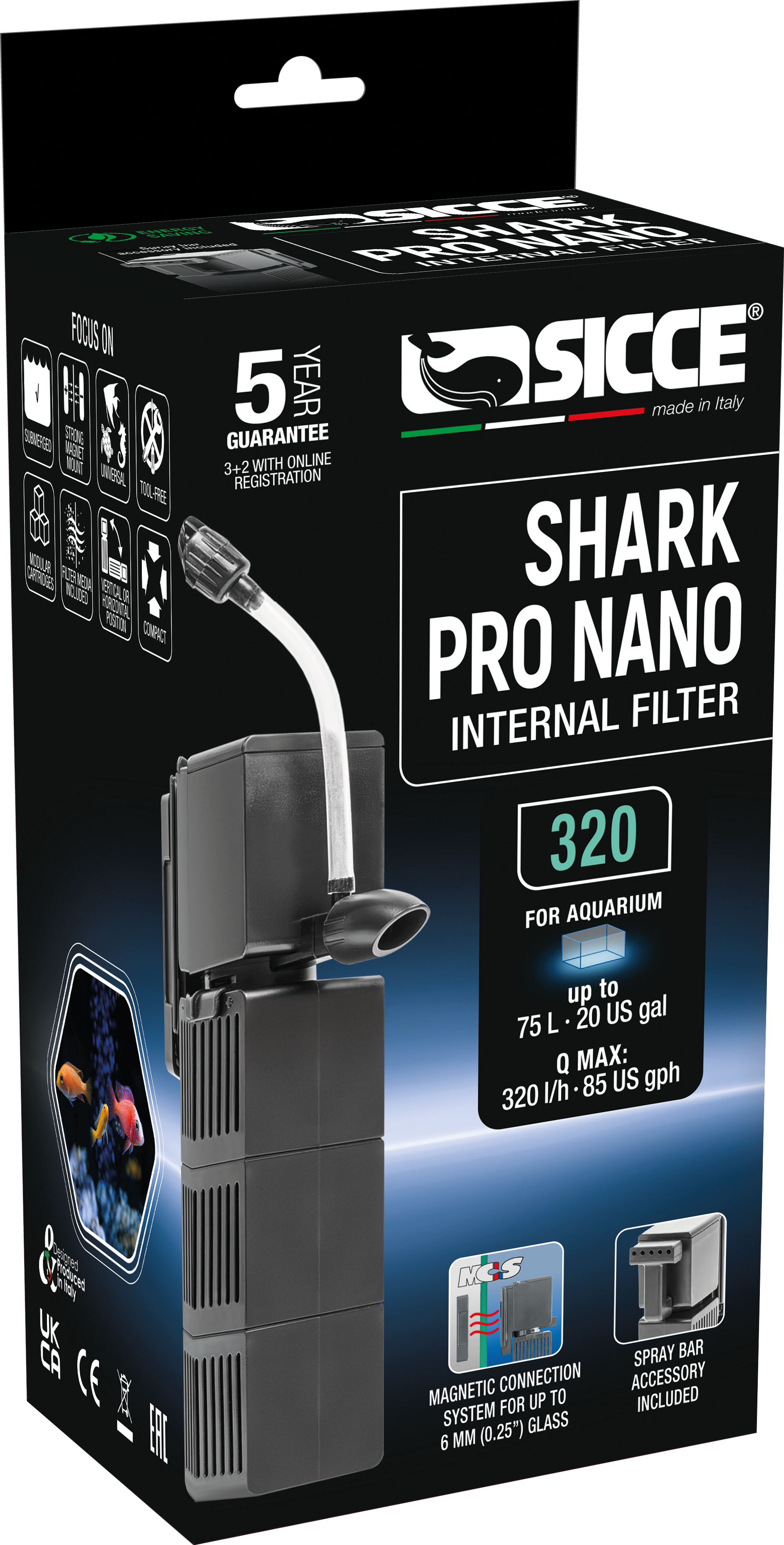 Sicce Shark Pro Nano Internal Filter 1ea/320