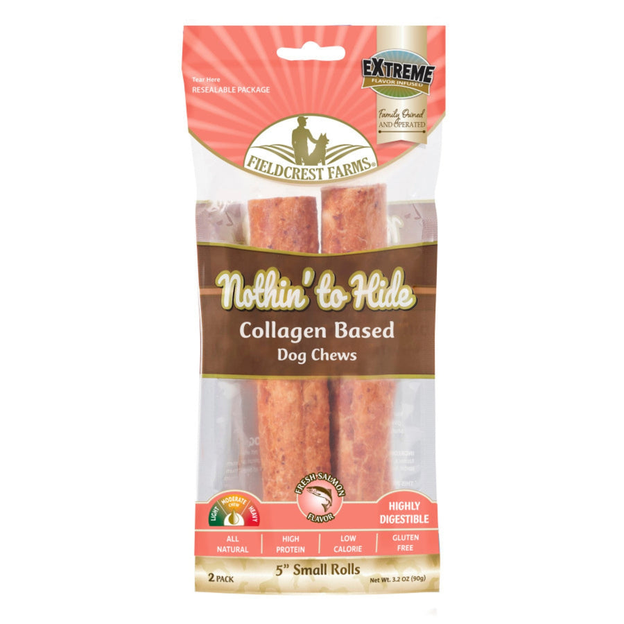 Fieldcrest Farms Nothin' to Hide Collagen Roll Dog Chew Salmon, 1ea/5 in, 2 pk